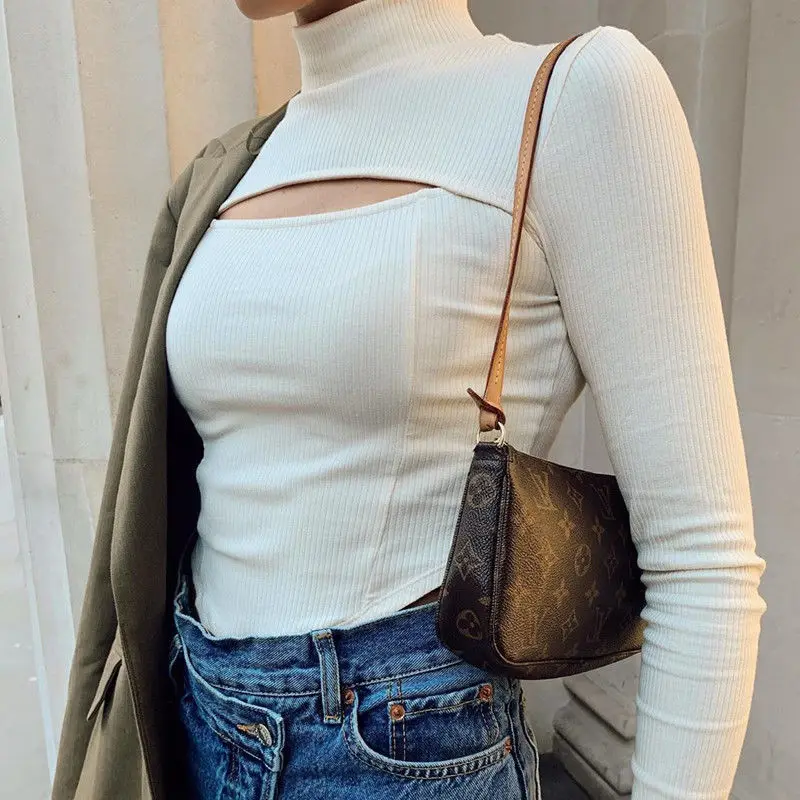 Женский топ с воротником-стойкой тонкая универсальная короткая рубашка длинным