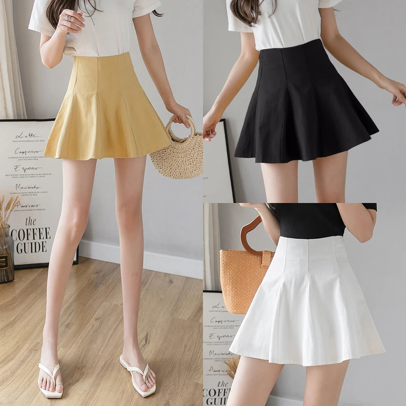 Женская плиссированная мини-юбка желтая юбка с высокой талией в стиле преппи