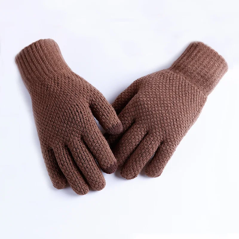 

Autumn Winter Men's Warm Knit Gloves Touchscreen Gloves Knitting Mittens Cashmere Woolen Mitten Ridding Gants Femme