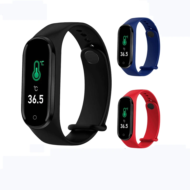 

Smart with Temperature MeasurementElectronic Step Counter Heart Rate& Blood Pressure Monitoring Reminder M4pro Sports Bracelet