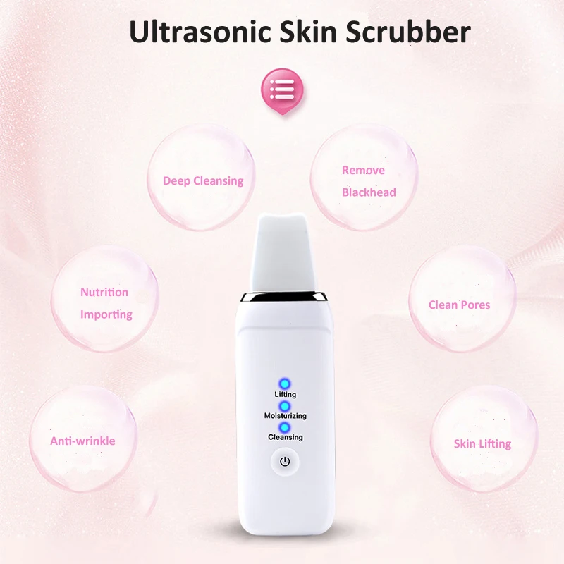 

Ultrasonic Skin Scrubber Deep Face Cleaning Machine Peeling Shovel Facial Pore Cleaner Face Skin Scrubber Skin Lifting Beauty