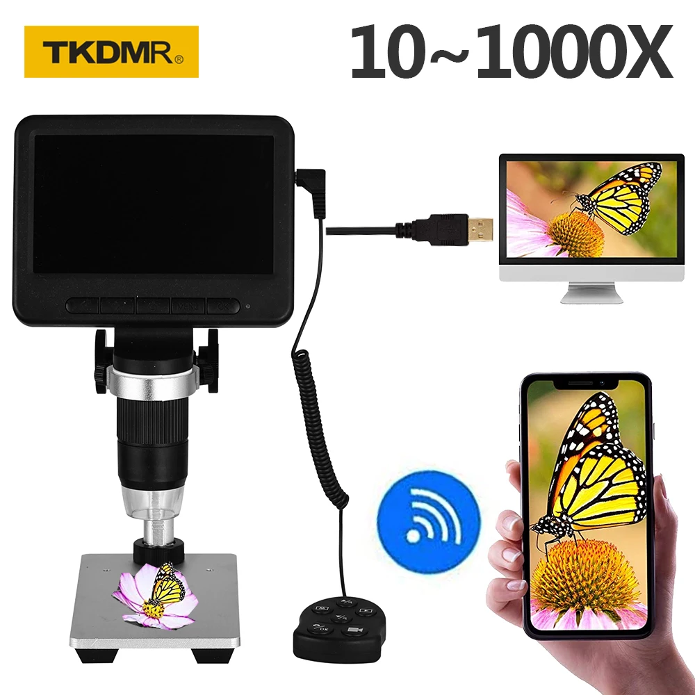 Регулируемый 1000X Wi-Fi HD беспроводной цифровой электронный видео профессиональный
