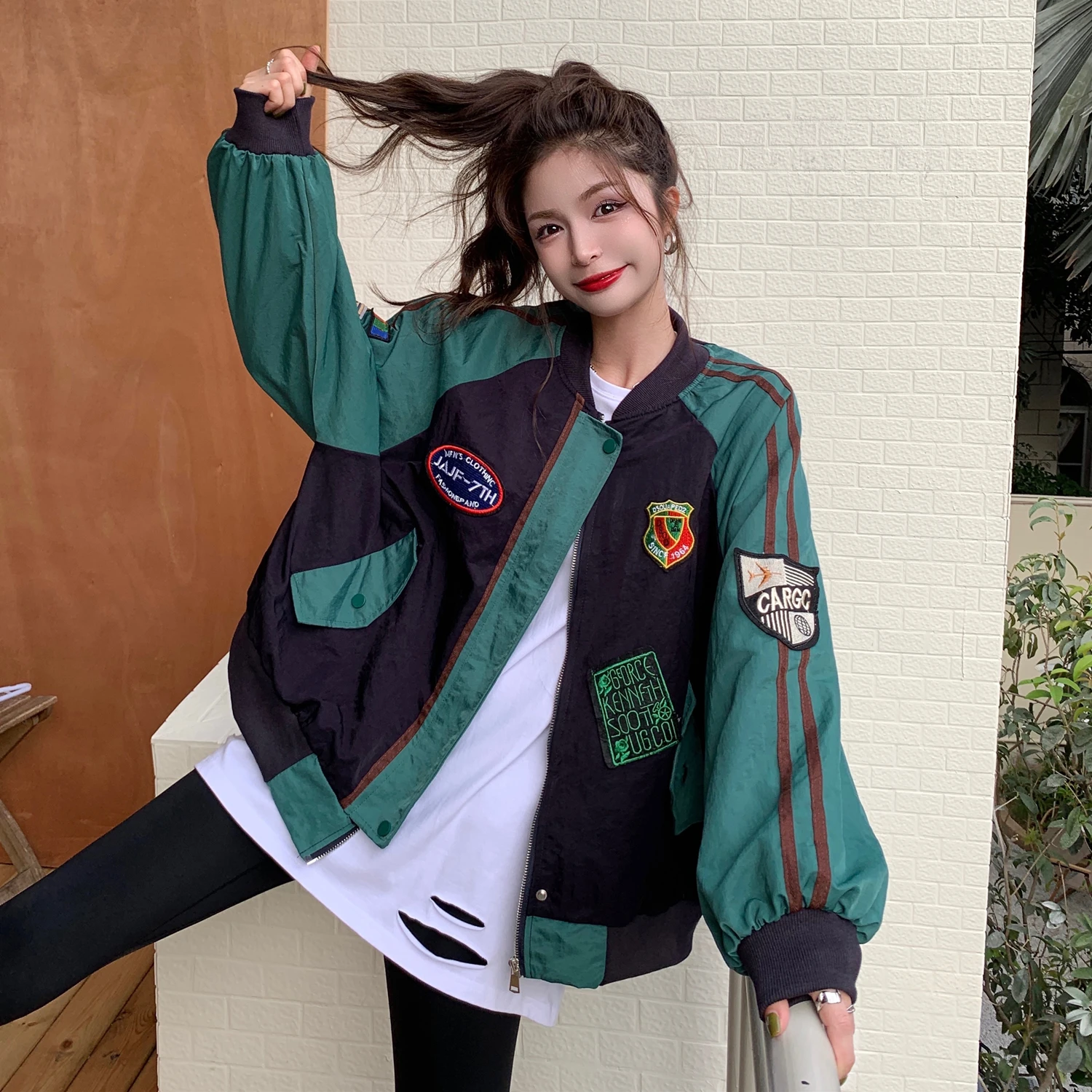 

Will firm offers 3232 ~ # han edition easing into joining baseball uniform long-sleeved jacket female leisure jacket