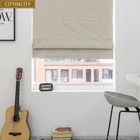 Шторы CITYINCITY римские плотные из искусственного льна, затемняющие римские жалюзи для гостиной, кухни, на заказ, 100%