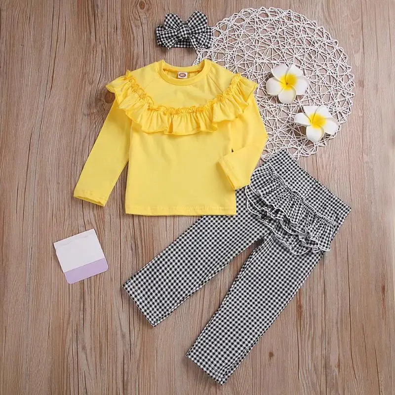 Комплект детской одежды из 3 предметов для девочек топы с длинными рукавами