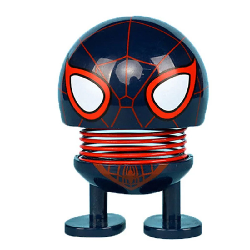 Марвел Супергерои из “Мстителей” с человеком-пауком "Халк", "venom Капитан Америка встряхиванием светодиодная наголовная кукла автомобильные аксессуары для автомобилей украшение автомобиля - Color Name: Black Spider-Man