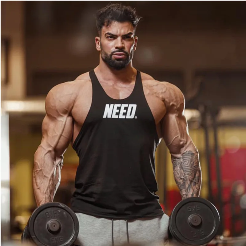 

Male Clothing Bodybuilding CottonTank Tops Men I-shaped vest Gym Workout Fitness Sleeveless shirt Running Stringer Singlet tops