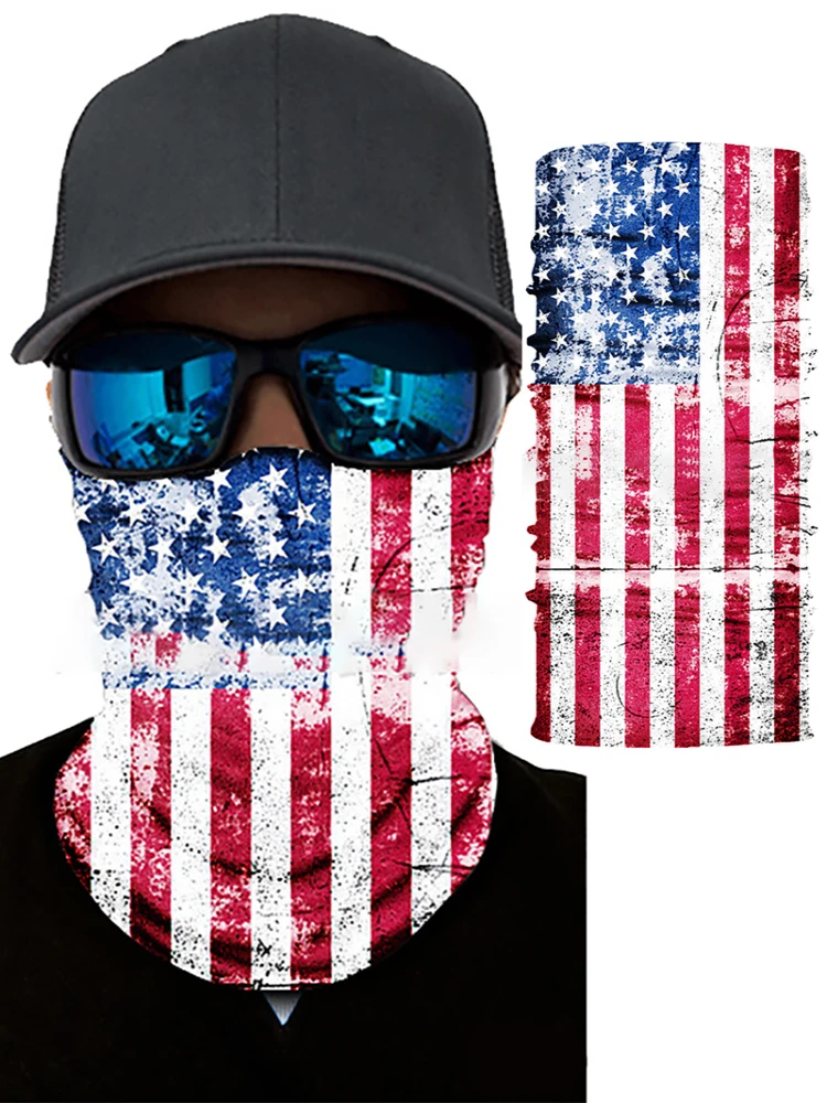 

2020 New Fashion AmericanFlagPrint FaceBandanaMagic Scarf Headwrap Balaclava