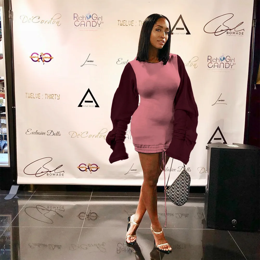 Платье-свитшот женское с рюшами и длинным рукавом | Женская одежда