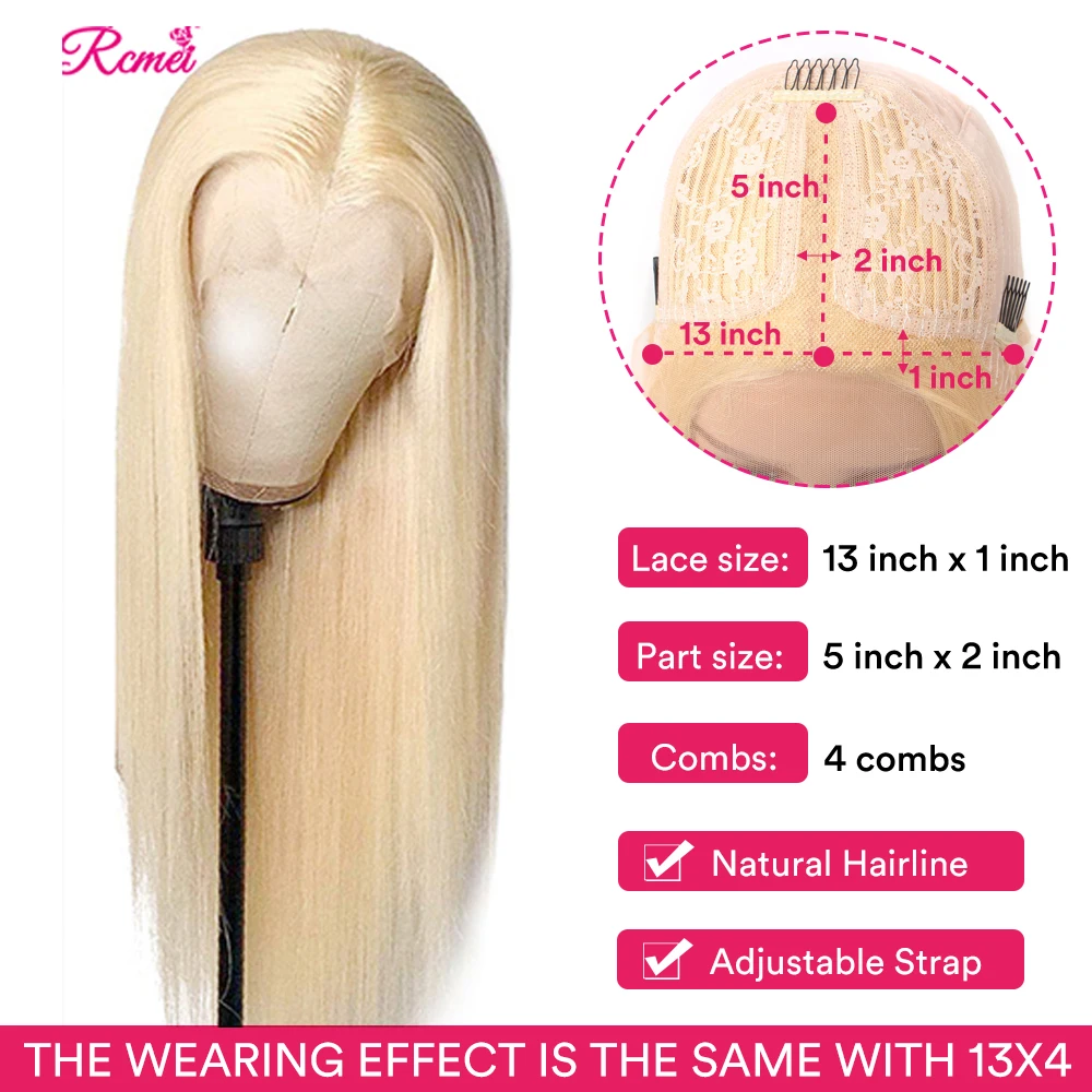 38 40 613 Blonde HD Lace Front Human Hair Wigs Brazilian Straight Transparent Frontal Wig Perruque Cheveux Humain 150% | Шиньоны и