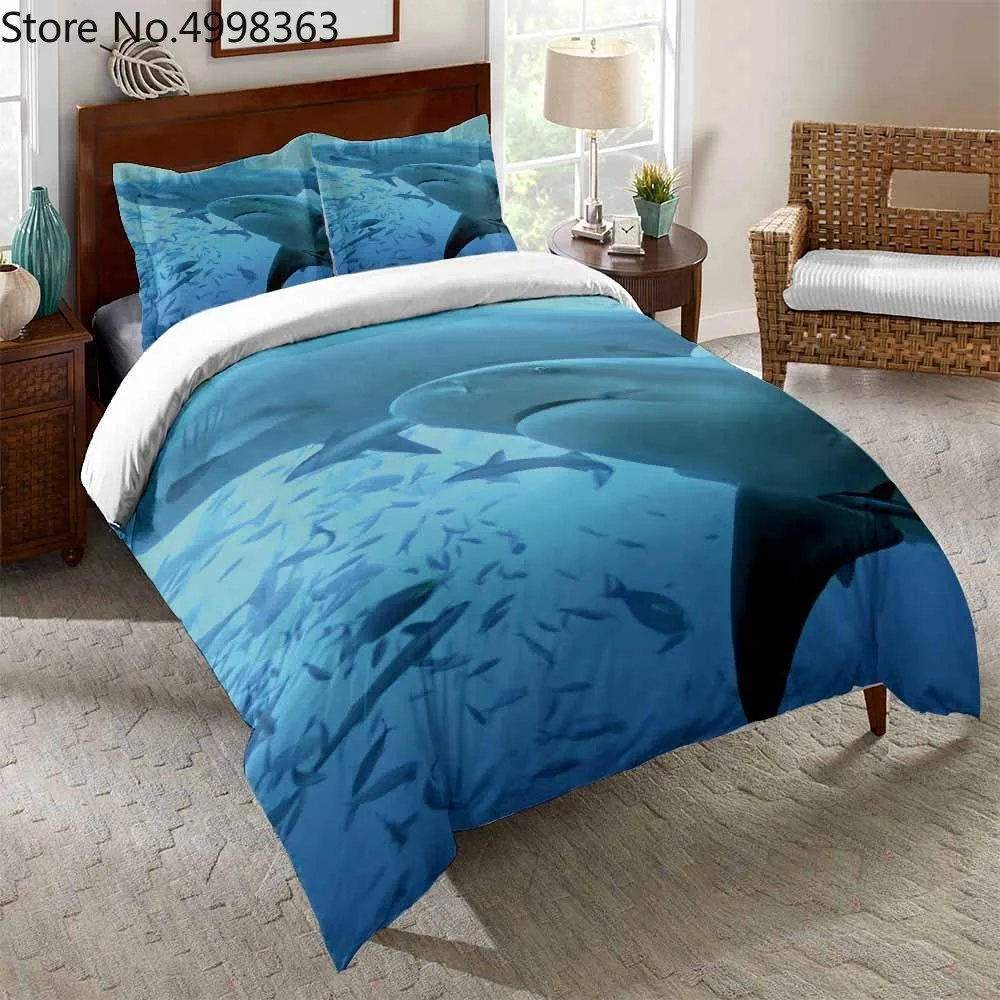 Набор пододеяльников из микрофибры для мальчиков и девочек с рисунком акулы