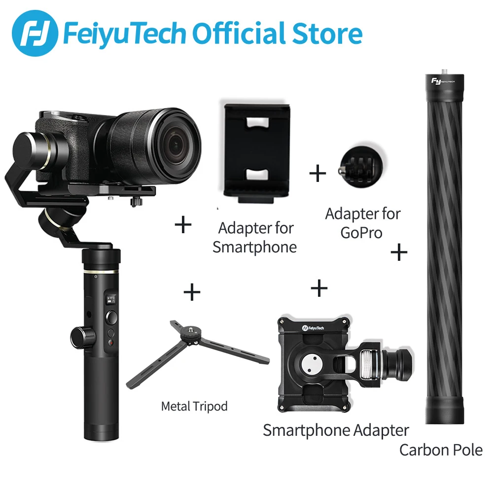 FeiyuTech Feiyu G6 Plus 3-осевая карманная брызг карданный Стабилизатор Для беззеркальных Камера карман Камера GoPro 5/6 смартфон - Цвет: tripod pole adpter