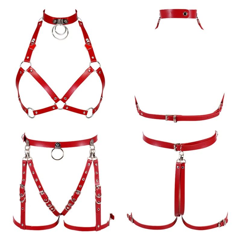 Жгут кожа Красный подвязки ботинки для панков и готов размера плюс женщин