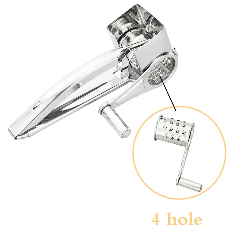 4 Hole Duolvqi 4 барабана лезвия вращающийся сырный Терка нержавеющая сталь сыра слайсер измельчитель масло резак кухонные гаджеты - Цвет: 4 Hole
