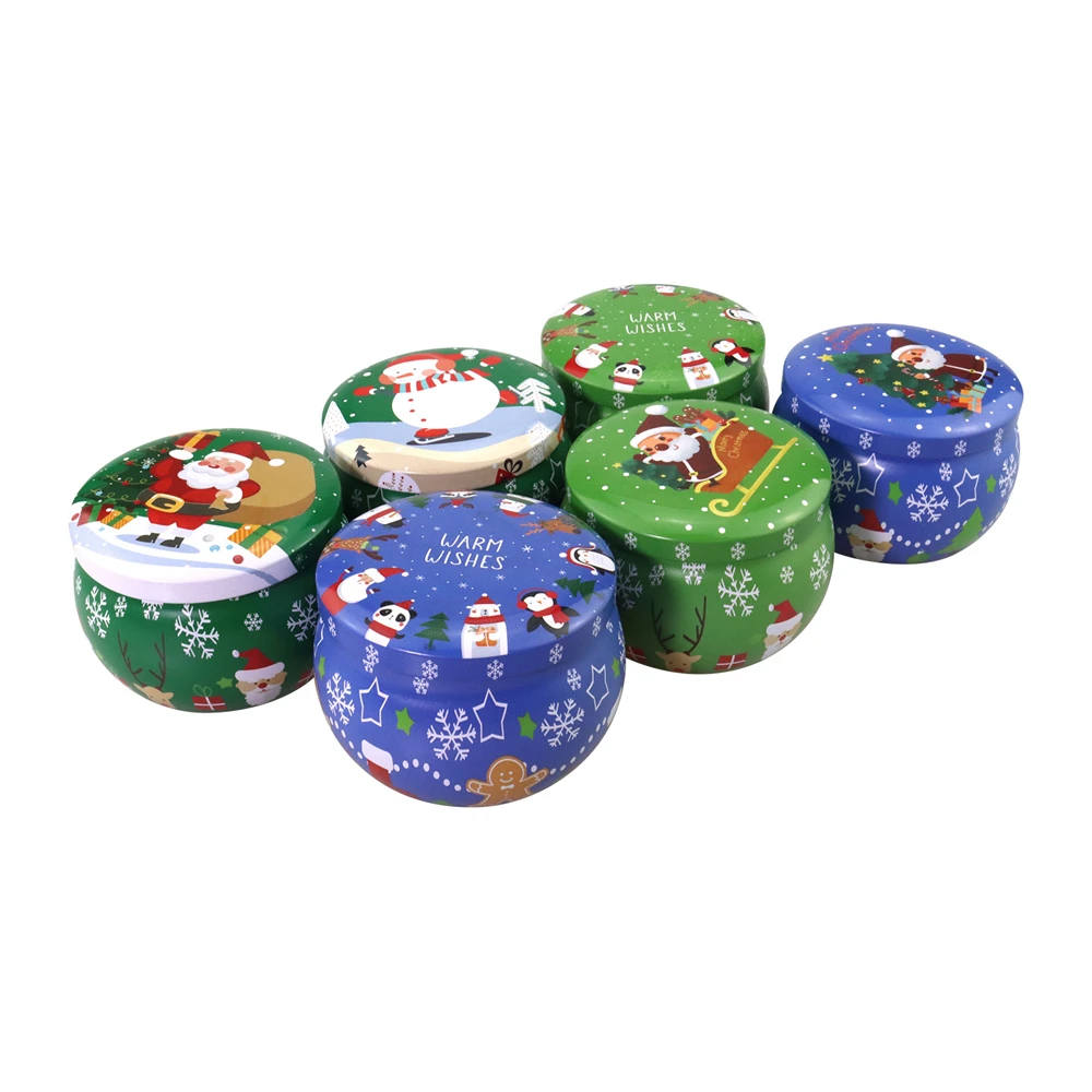 X20 Christmas Tinplate Candle Can 4oz Capacity Food Grade Tin Box Drum Shaped Gift Metal Candy Biscuit Iron Storage | Дом и сад
