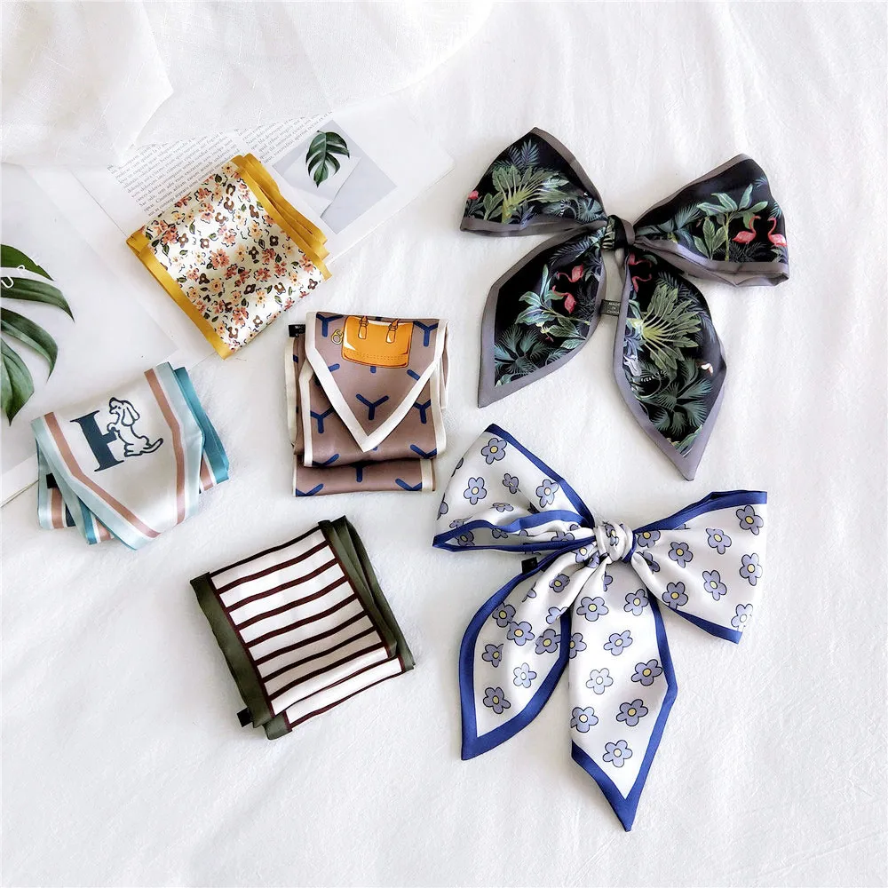 Новинка 2021 весна лето женский шелковый шарф с морщинами для волос изображением