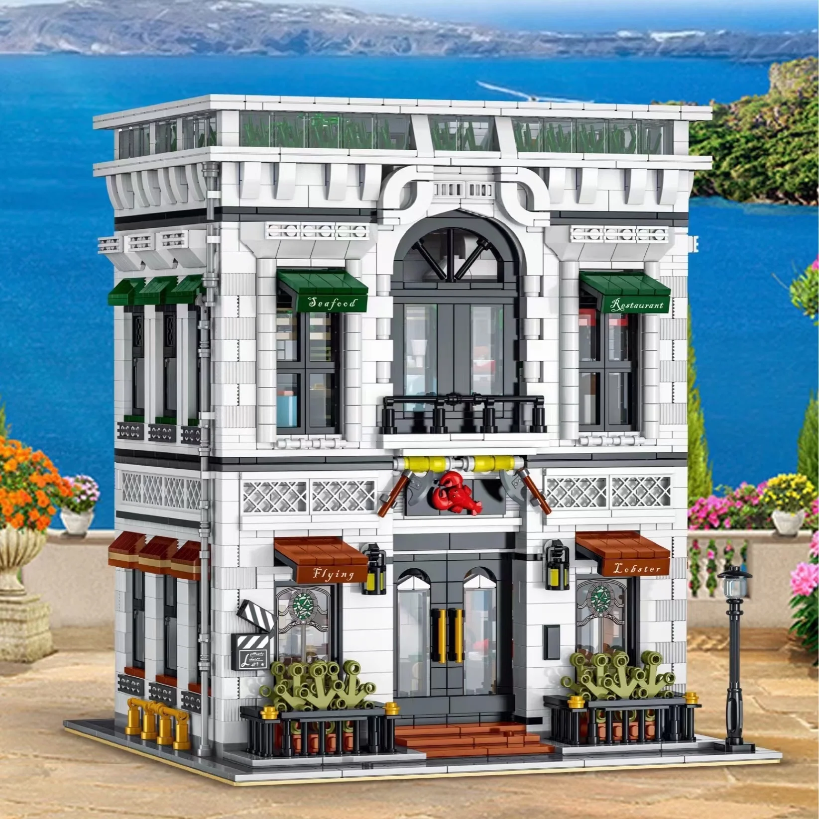 

Urge 10203 Architectural Street View Series seafood restaurant Bricks Modular building block small particle assembly toys Gift