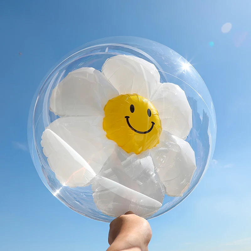 Воздушные шары со смайликами в виде маргариток 36 дюймов набор прозрачных шариков