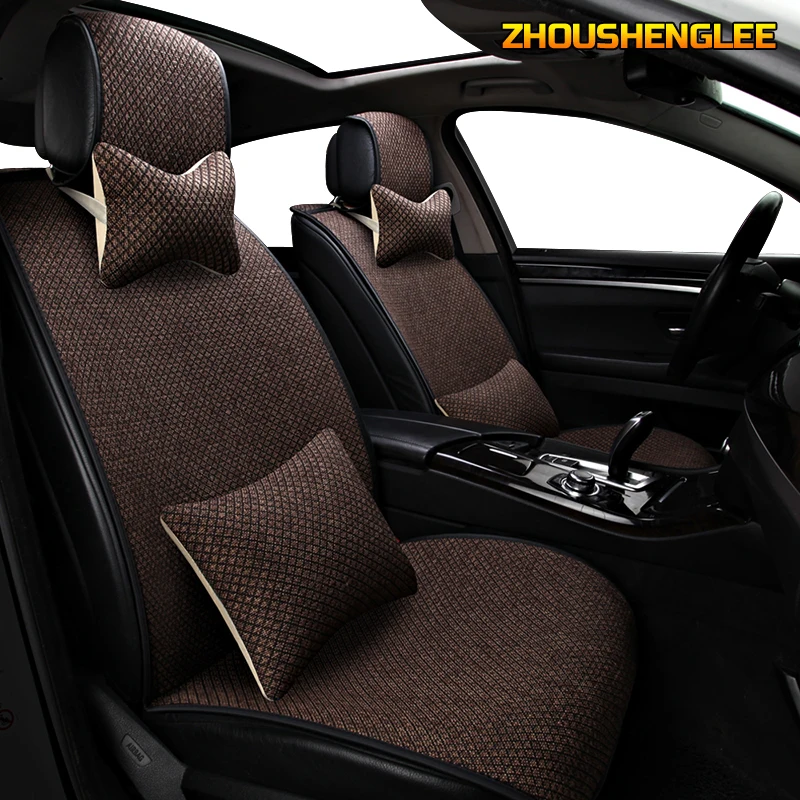 

ZHOUSHENGLEE FLAX car sear cover for ford fiesta ford ranger fusion focus 2 mk2 mondeo mk3 mk4 kuga Auto accessories Car seats