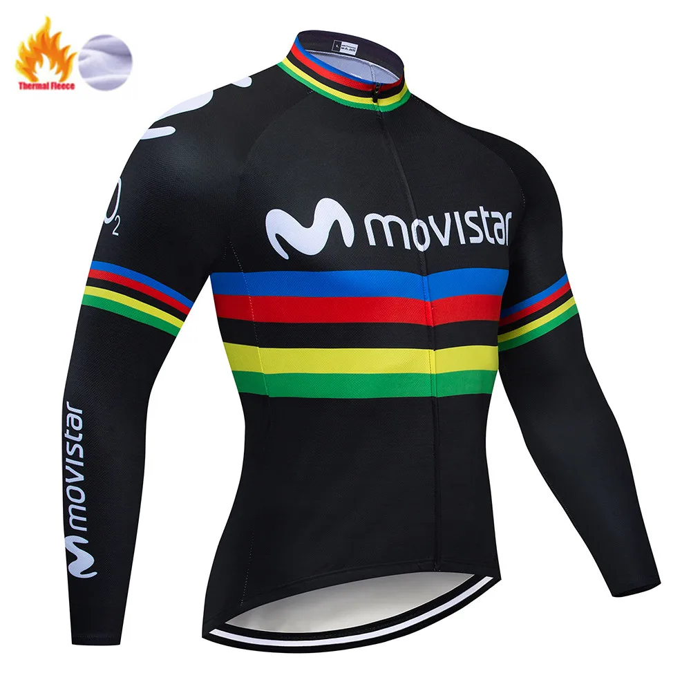 Winter Jersey Movistar новая команда Бахрейна Зимняя Теплая Флисовая одежда из Джерси для горного велоспорта, комплект для велоспорта, комбинезон, теплая куртка, одежда для шоссейного велосипеда - Цвет: Winter Jersey