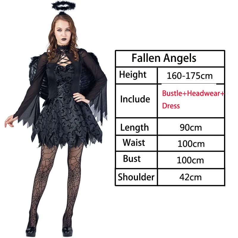 Fallen Angel ВЗРОСЛЫЙ ТЕРРОР Voodoo Вампир Костюмы на Хэллоуин для женщин и мужчин карнавальные вечерние костюмы призрак невесты скелет костюм аниме для косплея платье - Цвет: Fallen Angel