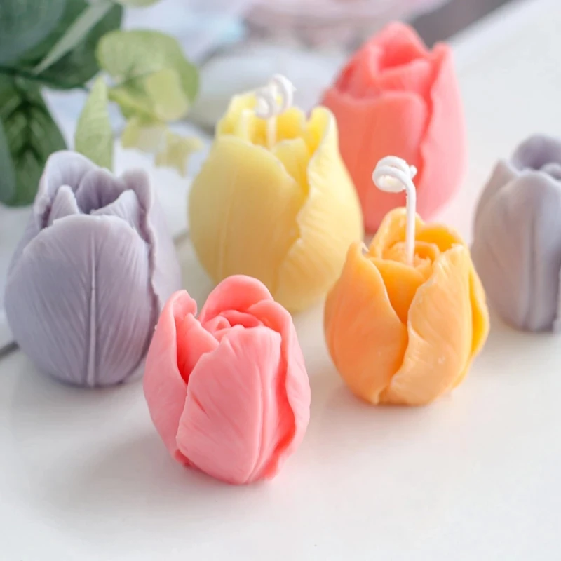 

DIY Tulip Flower Candles Mould Aroma Wax Soap Molds Reusable 3D Silicone Mold Hand-made Candle Soap Craft Mould Candles Mold