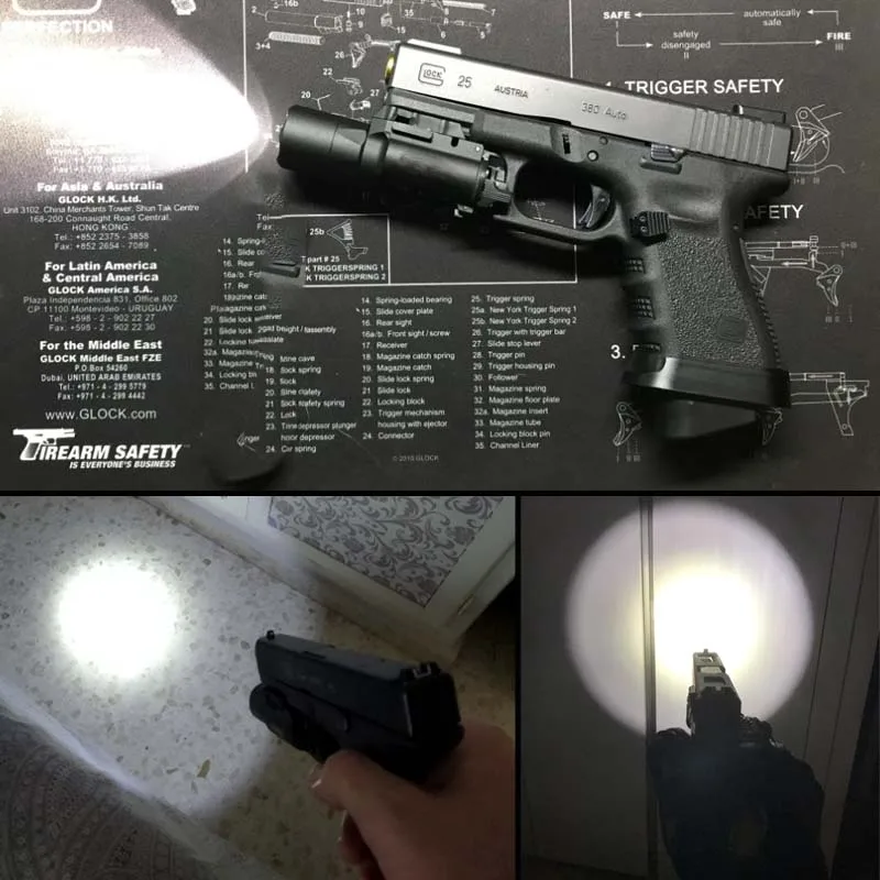 

Просвет пистолет фонарик для оружия тактический фонарь XH35 X300UH-B X300U X300 Glock пистолет белый светодиодный фонарик для охоты fit 20 мм rail