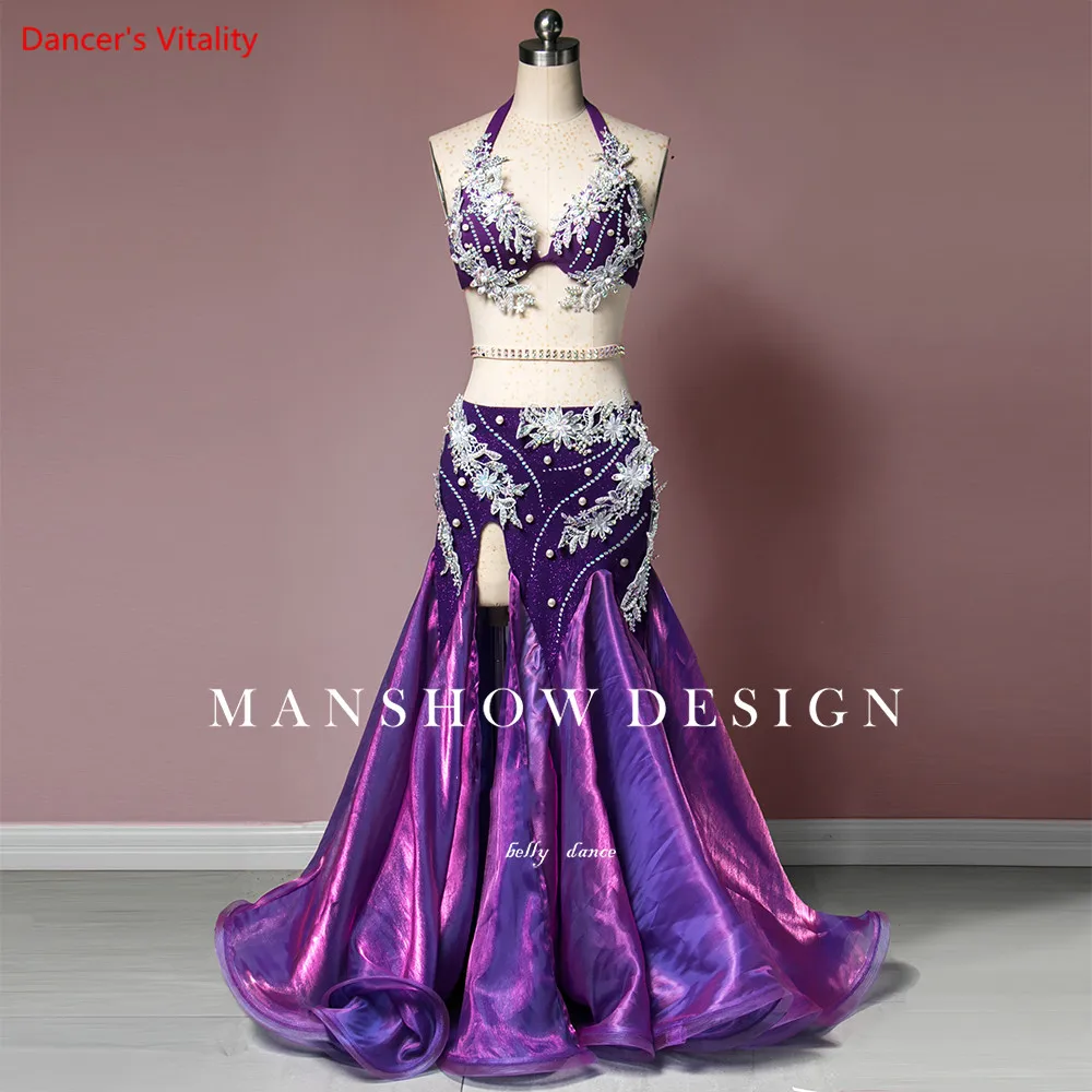 Для индийского беллиданса женщин костюм блестящие фиолетовые пакет для стыковой