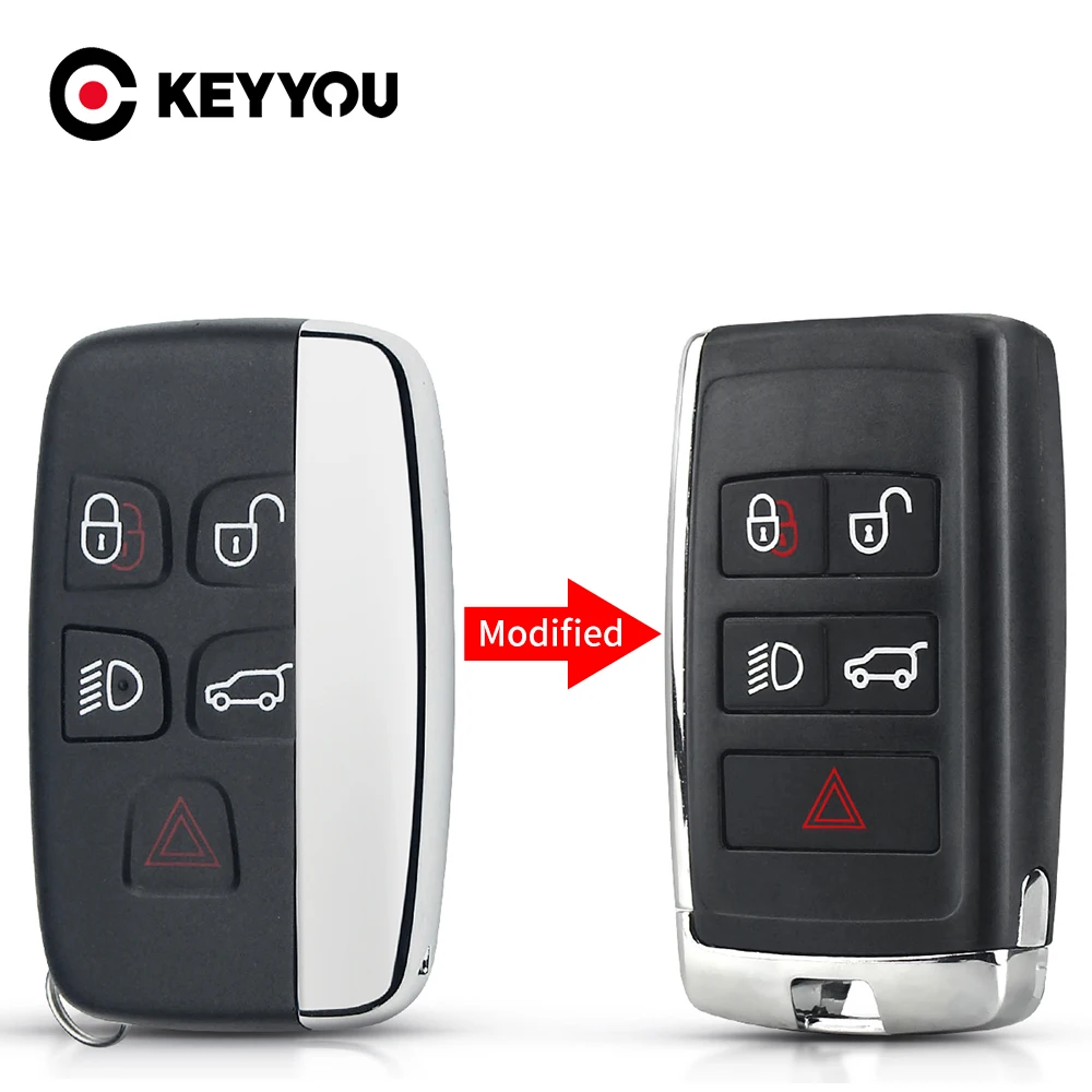 KEYYOU For Land Rover Range Sport Discovery 4 Evogue LR2 LR4 2010-15 Modified Upgraded Remote Key Shell Fob 5 Buttons Blank Case