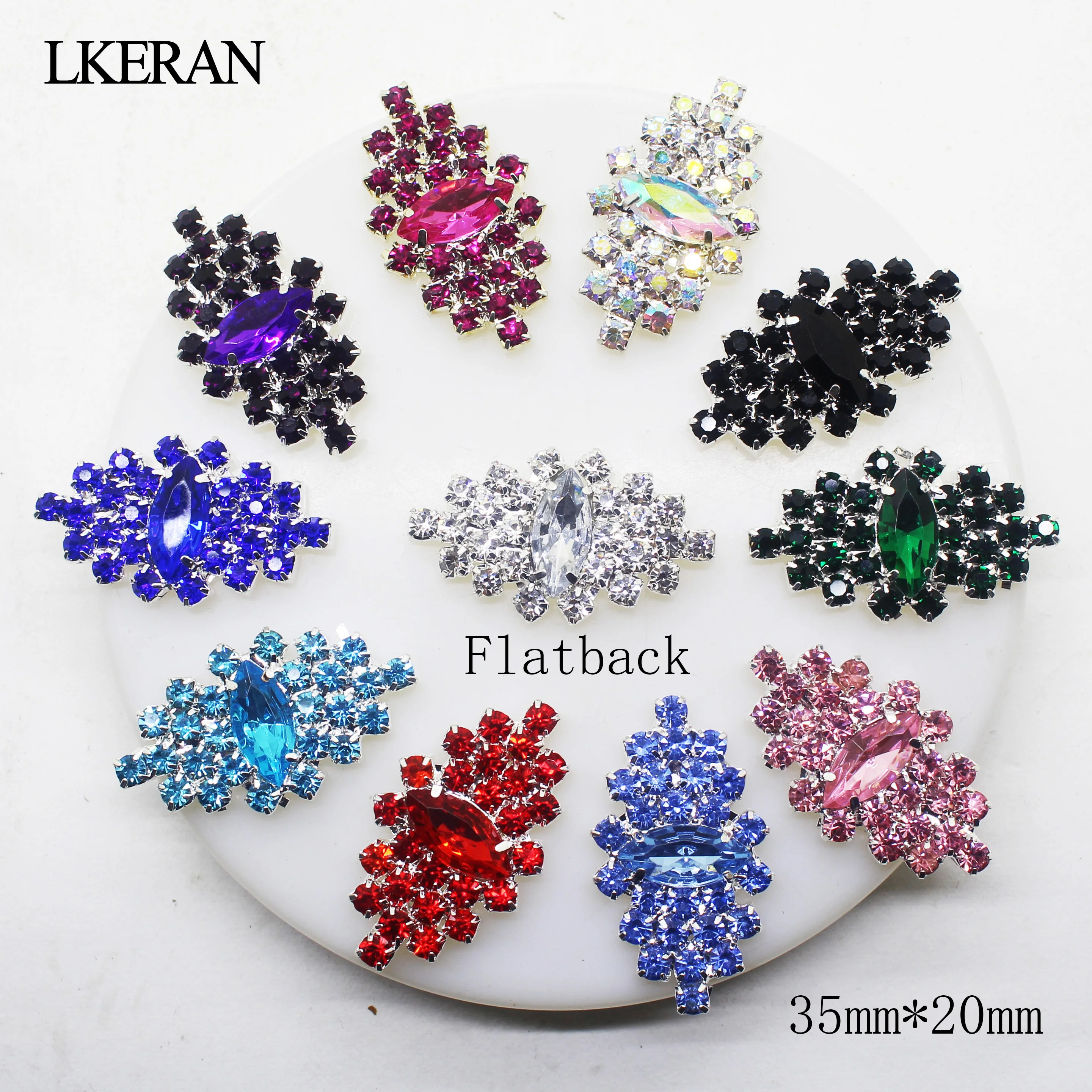 LKERAN 35 мм * 20 10 шт./лот акриловая брошь со стразами с плоской задней стороной