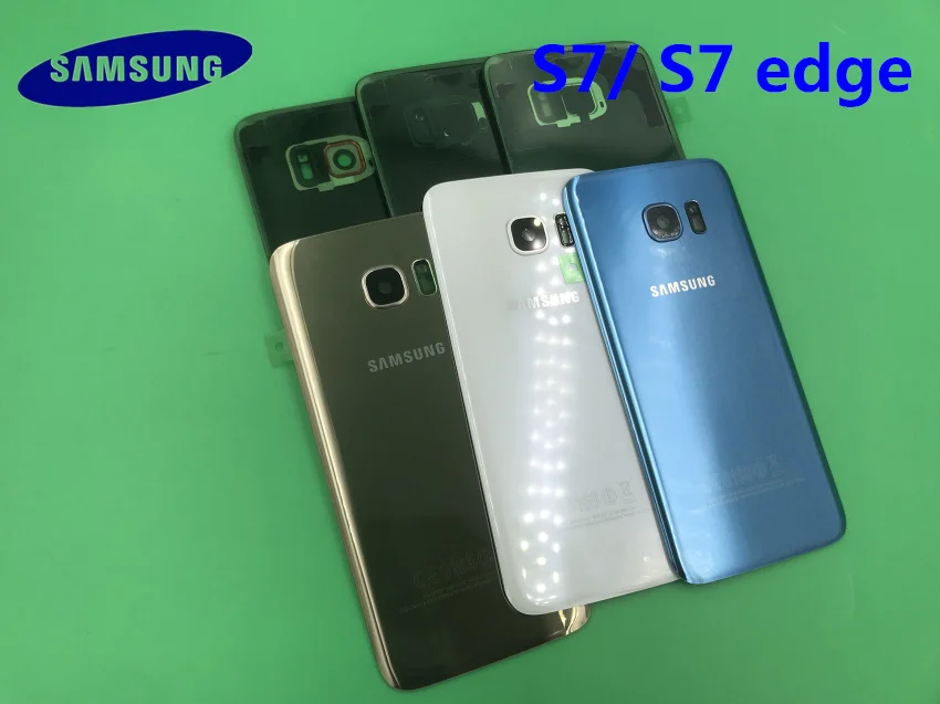 Передний экран стекло объектив samsung Galaxy S7/S7 Edge G930F G935F Задняя крышка батареи задняя дверь корпус с клеем