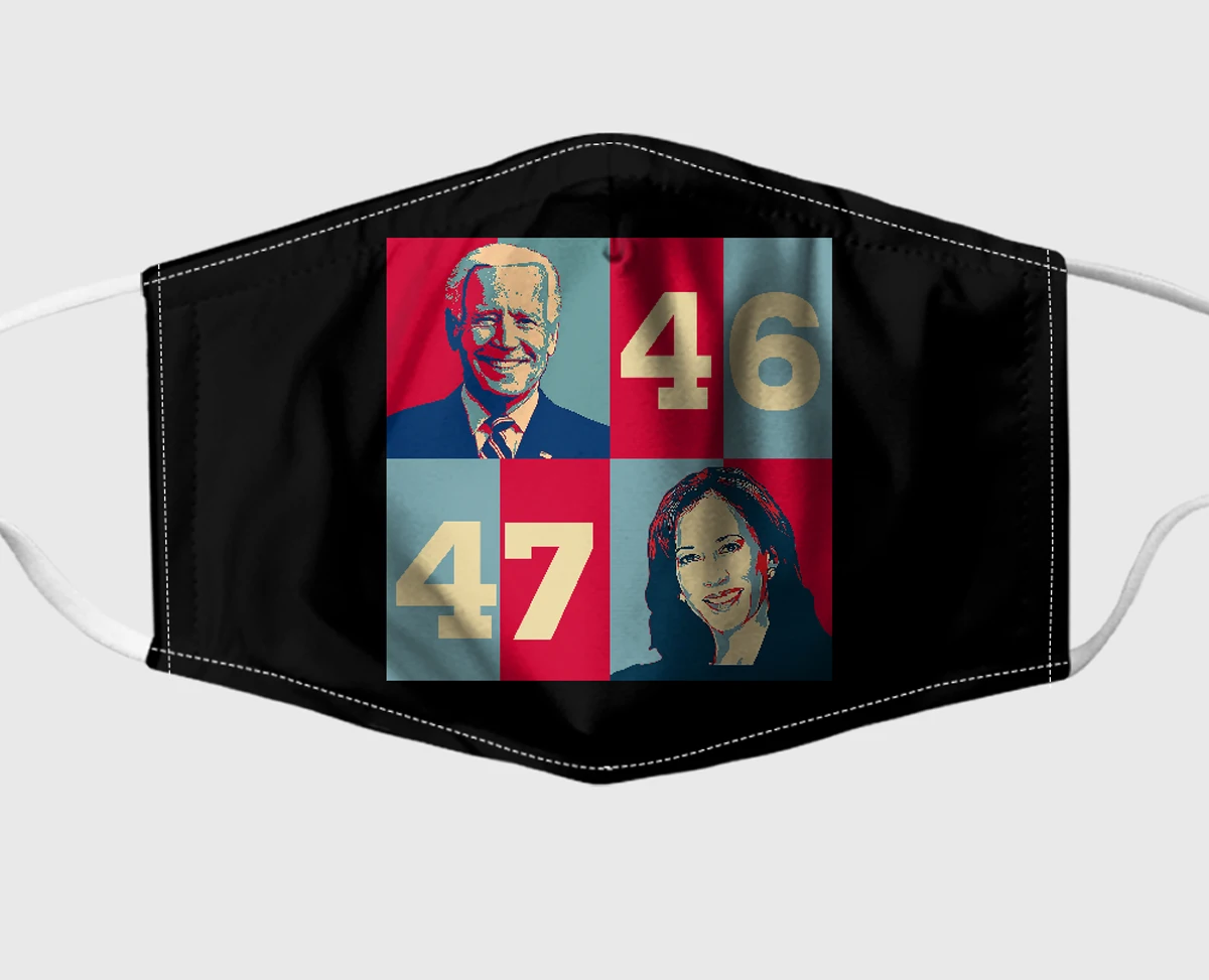 

Biden Harris 2020 46th 47th President Mouth Covering, Washable Reusable Fabric Face Mask with Filter