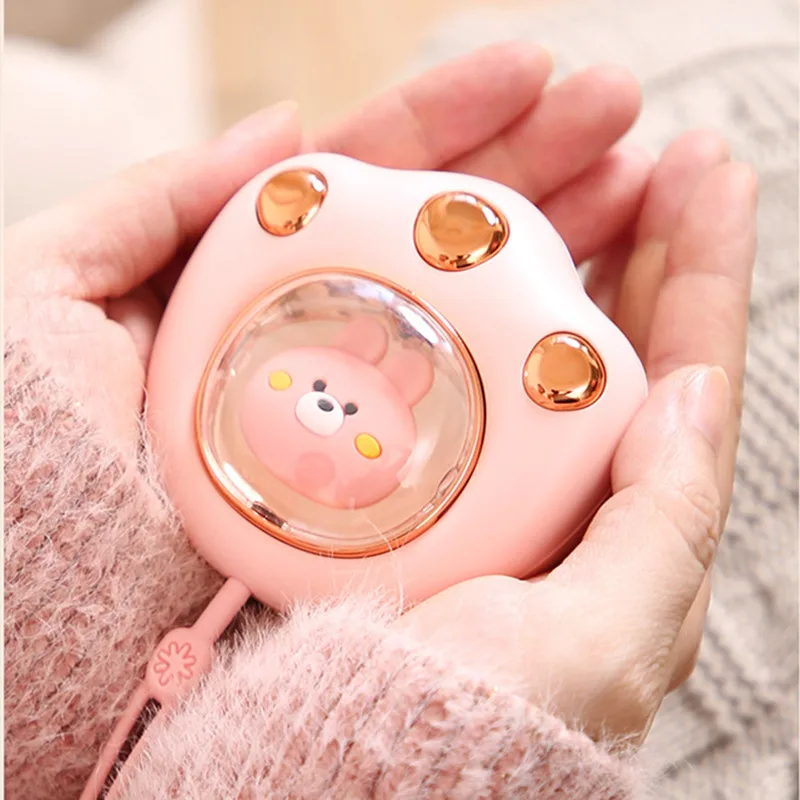 Грелка для рук в виде кошачьей лапы, зимний нагреватель, портативная ручная грелка с зарядкой от USB, карманный мини-грелка с мультяшным рисун...