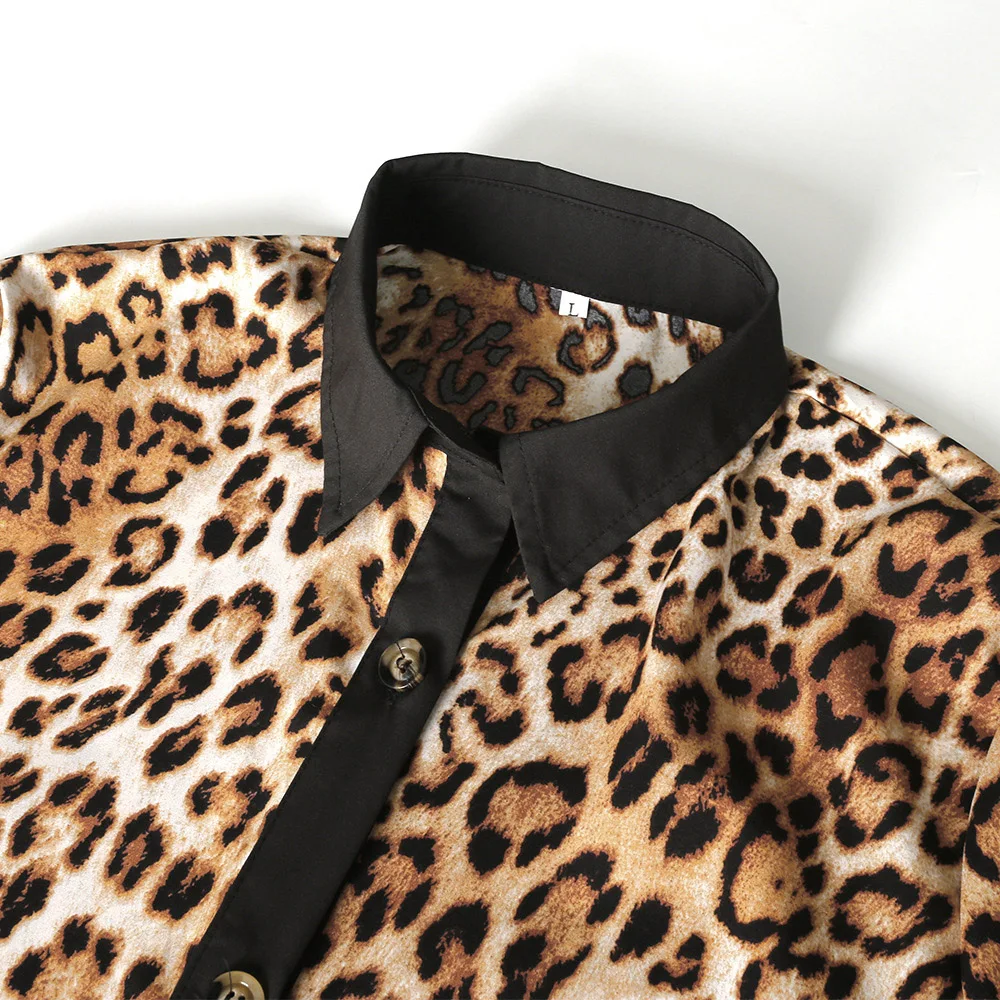 

Western Style Plus Size Dress Spring Autumn The New Fashion Temperament Thin Best Sellers Leopard Single-breasted Long Sleeve