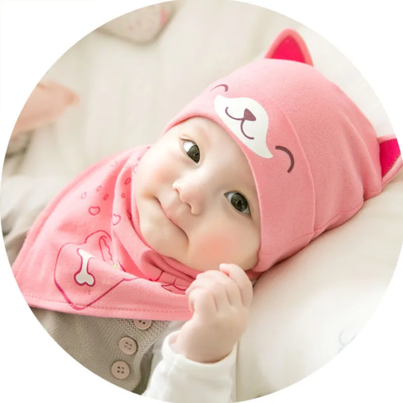 Autumn and Winter New Hat Scarf Baby Hat Girl Boy Warm Hat Baby Cotton Hat