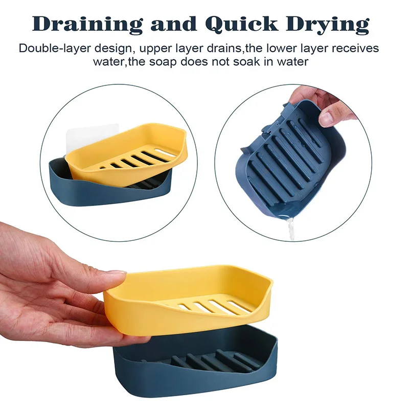 Двухслойный органайзер для мыла настенный держатель самоклеящиеся держатели