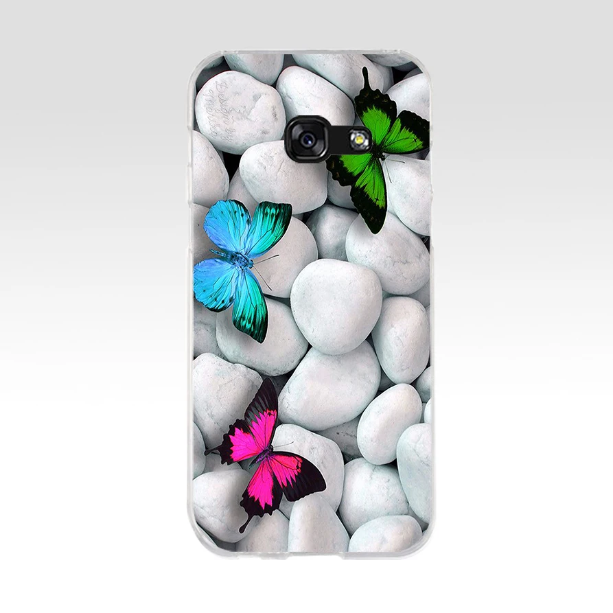 Мягкий Силиконовый ТПУ чехол 381FG с красной бабочкой на белых розах для телефона