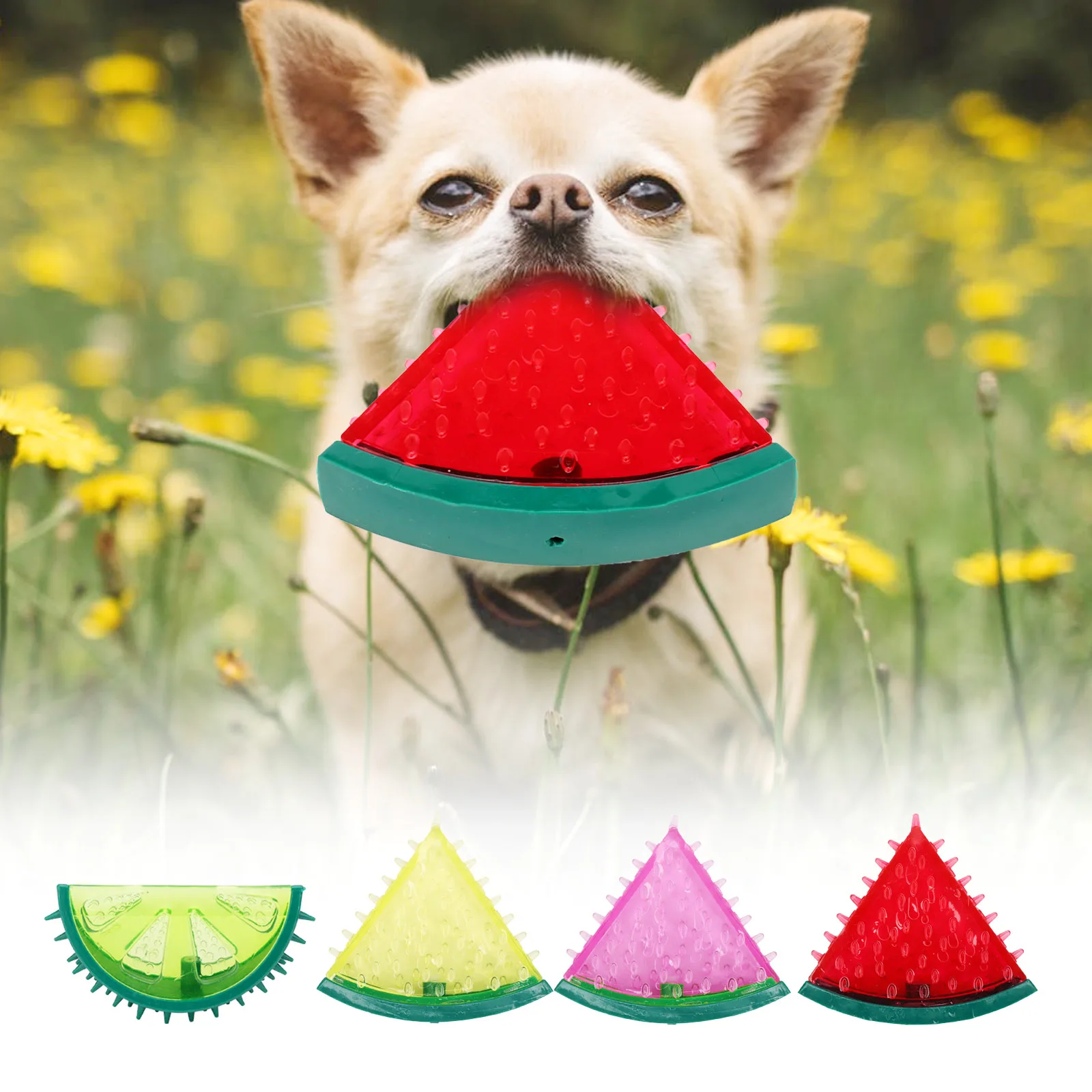 

Pet Chew Toys TPR Dog Molar Chew Toy Fruit Shape Squeeze Sound Pet Product For Small Medium Dogs Bite Resistant Pets Accessories