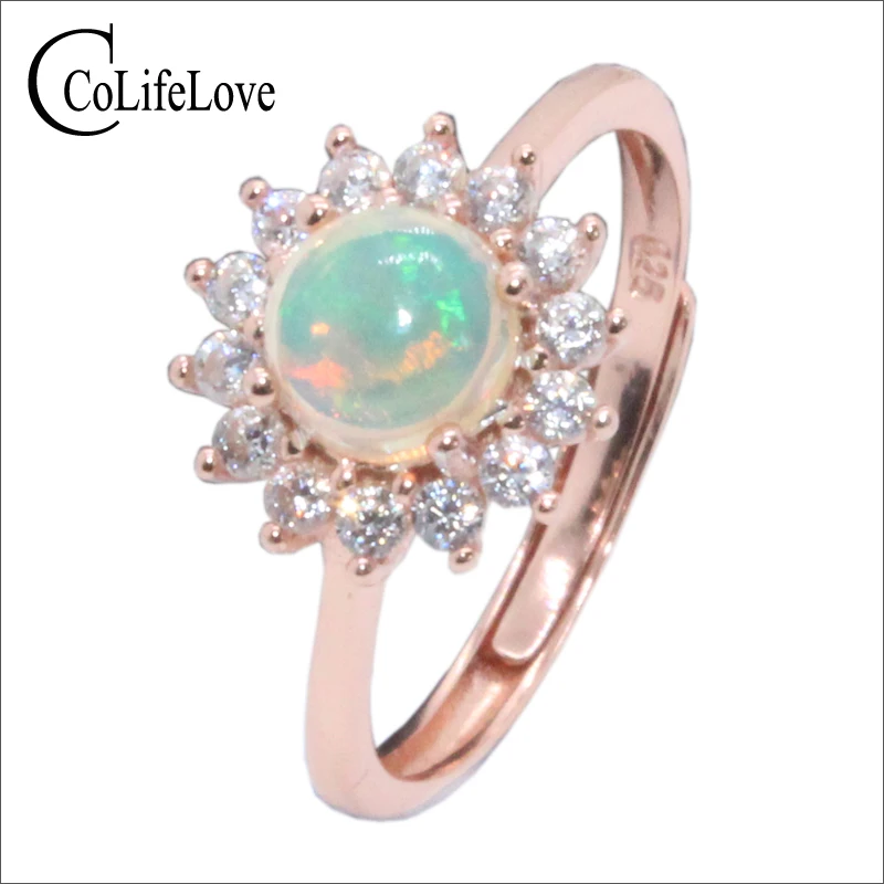 

CoLife Jewelry Classic Silver Opal Ring for Daily Wear 6mm*6mm 100% Natural Opal Silver Ring 925 Sterling Silver Opal Jewelry