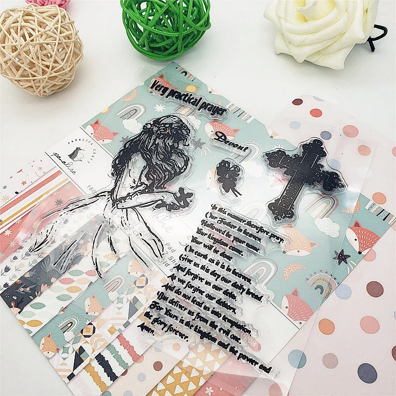 

14x14cm Belief Girl Clear Stamps Transparent Seal Silicone Seal TPR Christmas Wedding Roller Stamps DIY Scrapbook Album Card