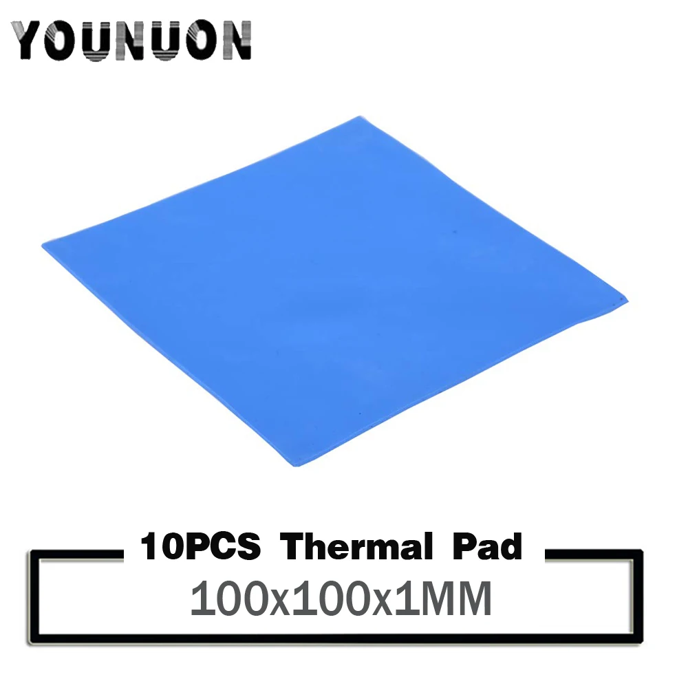 10 шт. YOUNUON 100x100x1 мм термопрокладка GPU радиатор процессора охлаждающая проводящая
