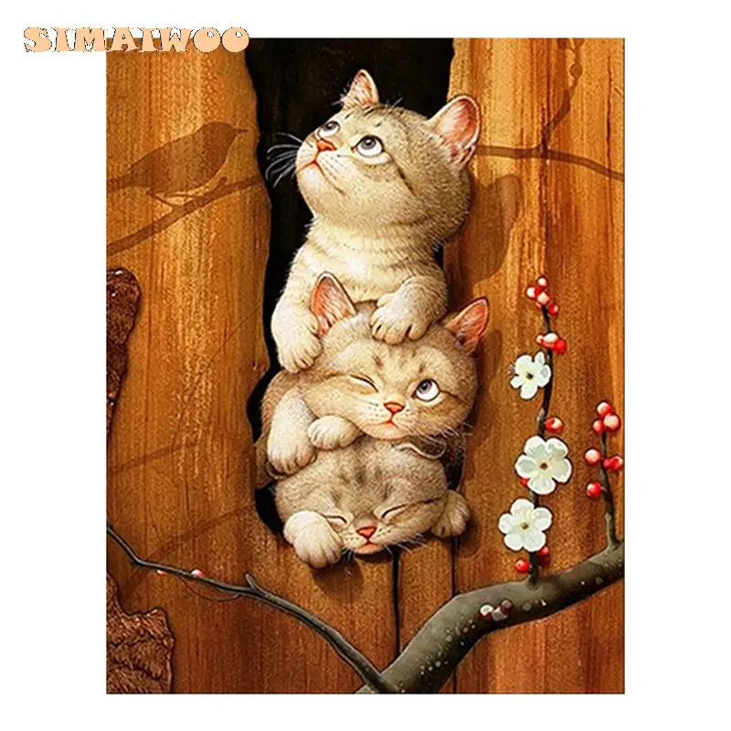 

DIY 5D Diamond Painting Animal Baby Cats Three Cute Cats Embroidery Full Cross Stitch Rhinestone Mosaic Home Decor Handmade Gift
