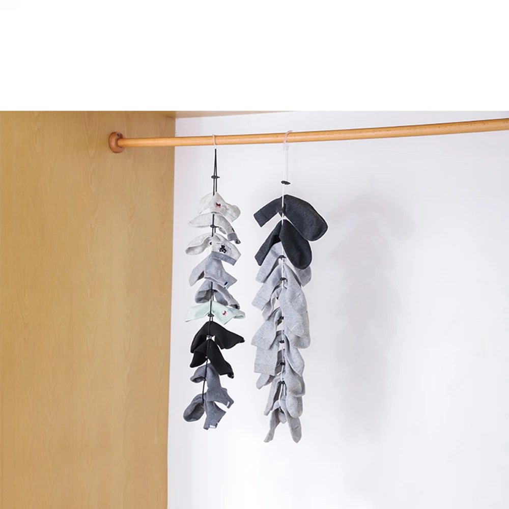 

70CM Socks Drying Socks Rack Socks Hanging Rope Washing Clothes Basket Net Clothesline With Hook Home Multi-function