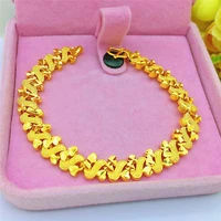 high quality 24k gold bracelet love heart s shaped bracelet 7 48 inches for women girls party charm jewelry gift