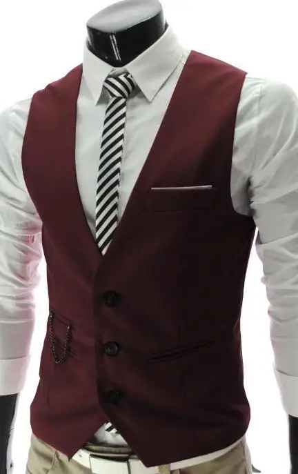 

New Fashion Vest For Men Slim Fit Dress Mens Suit Vest Male Waistcoat Causal Homme Casual Sleeveless Business Jacket Clothes
