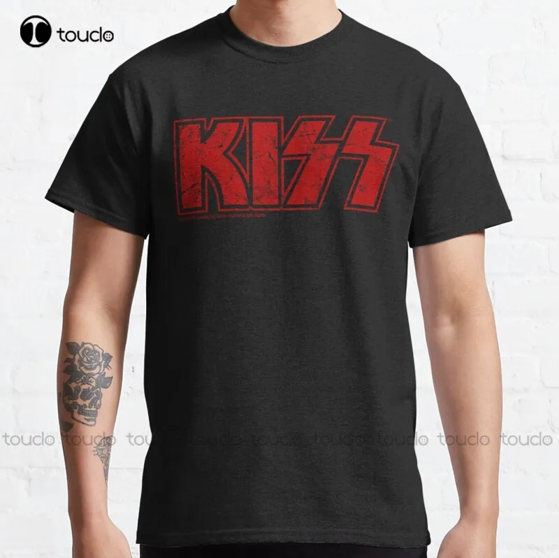 

Новая классическая красная футболка с логотипом группы Kiss The Band, хлопковая футболка, рубашки для рыбалки для мужчин, модная забавная футболк...