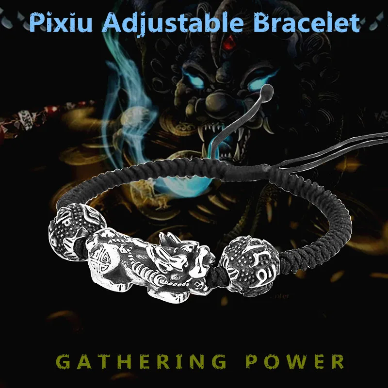 Браслет KLDY из нержавеющей стали регулируемый браслет pixiu с черной веревкой