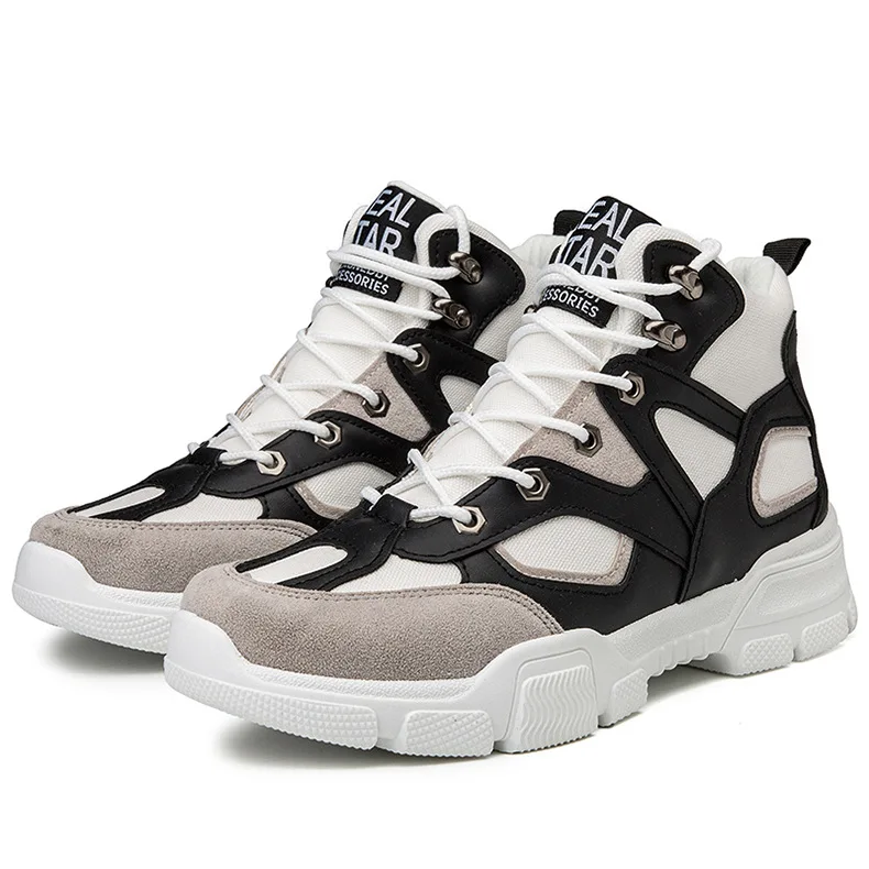 

Spring Autumn Men Martin Boots Canvas Patchwork Casual Shoes Outdoor Cool Comfortable High Tops Desert Boots
