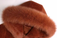 2020 Real Wool Jackets Women Natural Fur Coat Sheep Shearling Jacket Winter Thick Warm Coats With Fox Fur Collar 8755