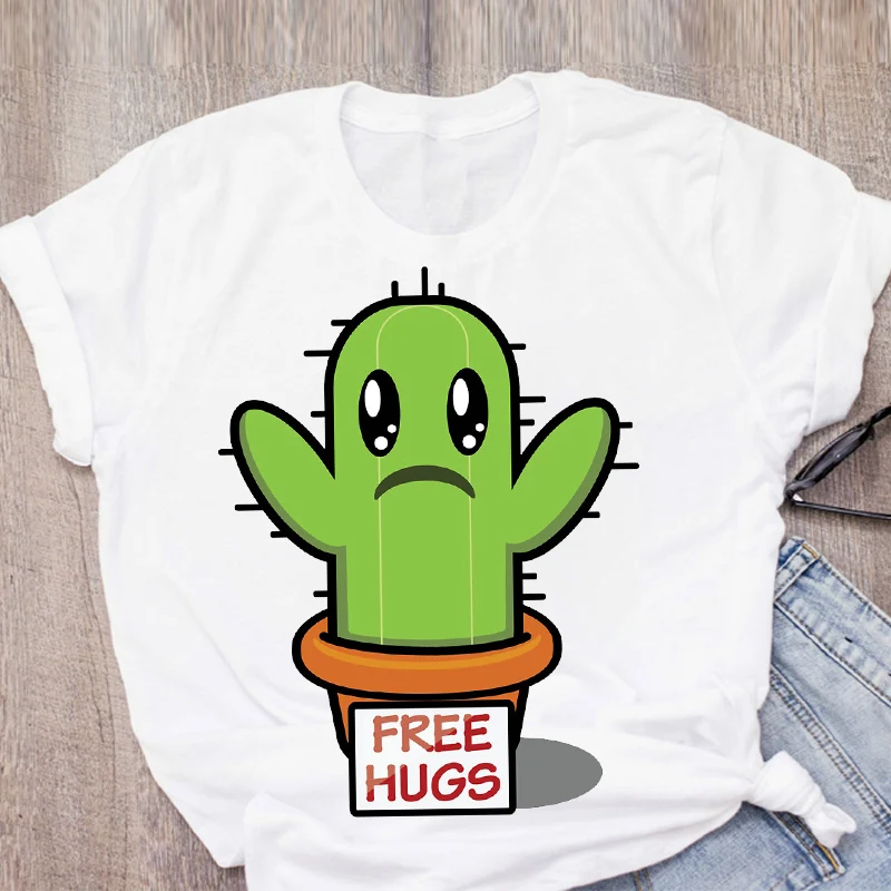 

Fashion Funny Potted Plants Print T-shirts Summer Top Cactus Harajuku T Shirt Korean 90s Aesthetic Tops Tshirt Women Clothes